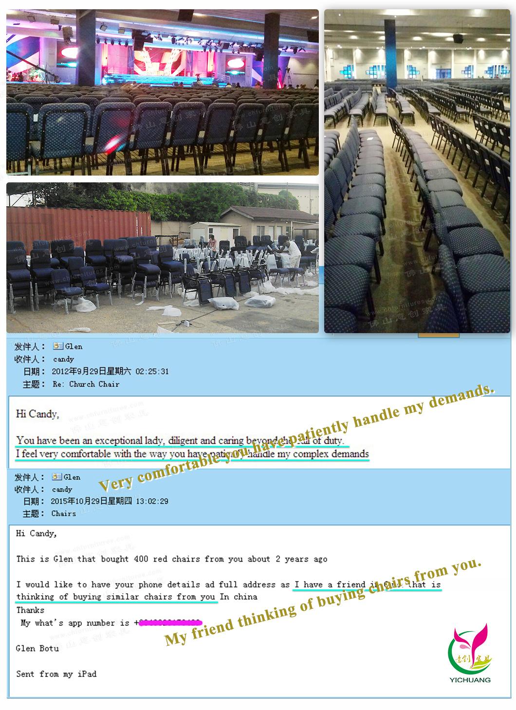 Yc-G184 China Wholesale Navy Blue Used Church Chairs Sale