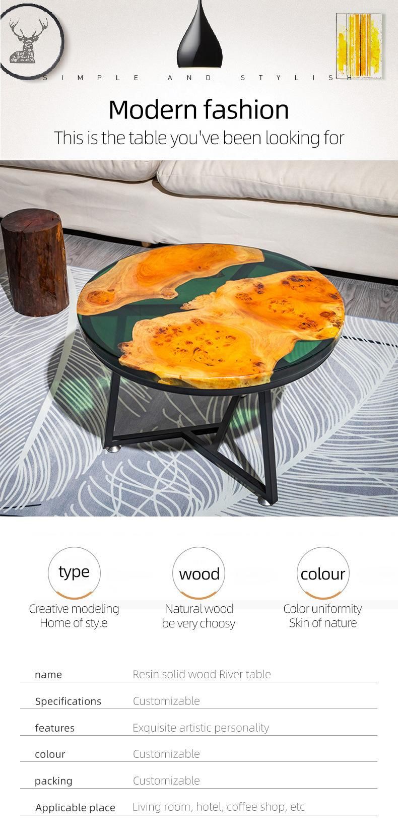 High Quality Modern Round Table Coffee Table World Map Wood River Table