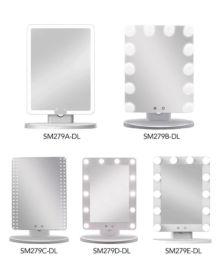 Fashion Vanity Plastic LED Makeup Compact Mirror with Lights