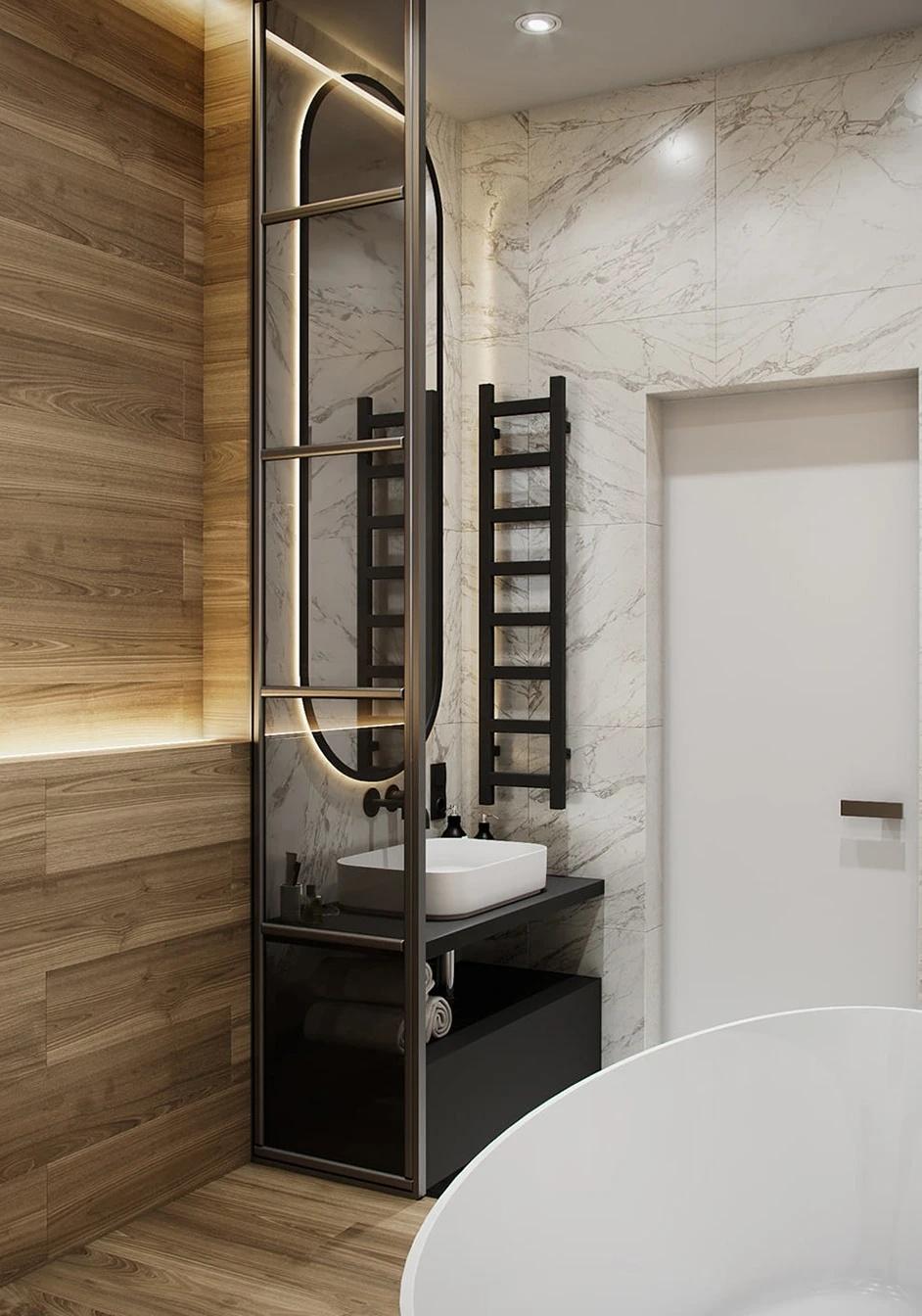 Solid Wood Modern Simple Wall Mounted Combination Bathroom Cabinet