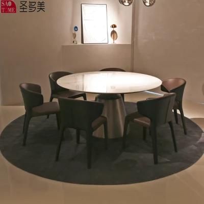Circle Marble Round Dining Table for 6-Person