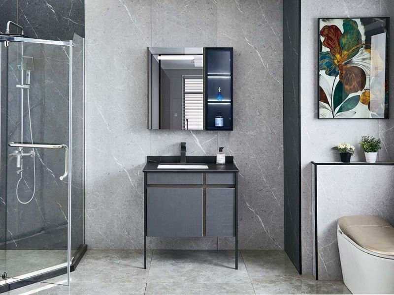 Factory Supplier Modern Hotel Furniture Mirror Wall Mount Single Sink Vanity Bathroom Cabinet