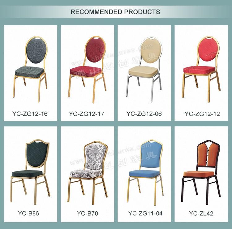Yc-B60-04 Cheap Stackable Rose Fabric Cushion Hotel Aluminum Chair
