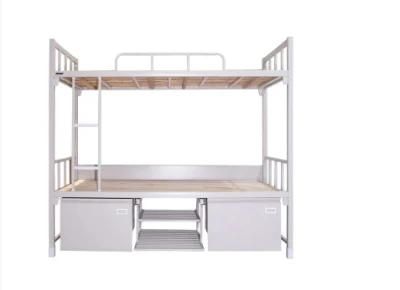 Modern School Flat Beds Dormitory Room Furniture Metal Bunk Bed with Bookcase and Stairs