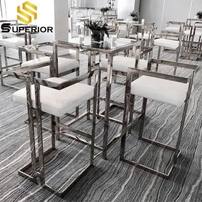 Luxury Hotel Stainless Steel Bar Chair with Cocktail Table