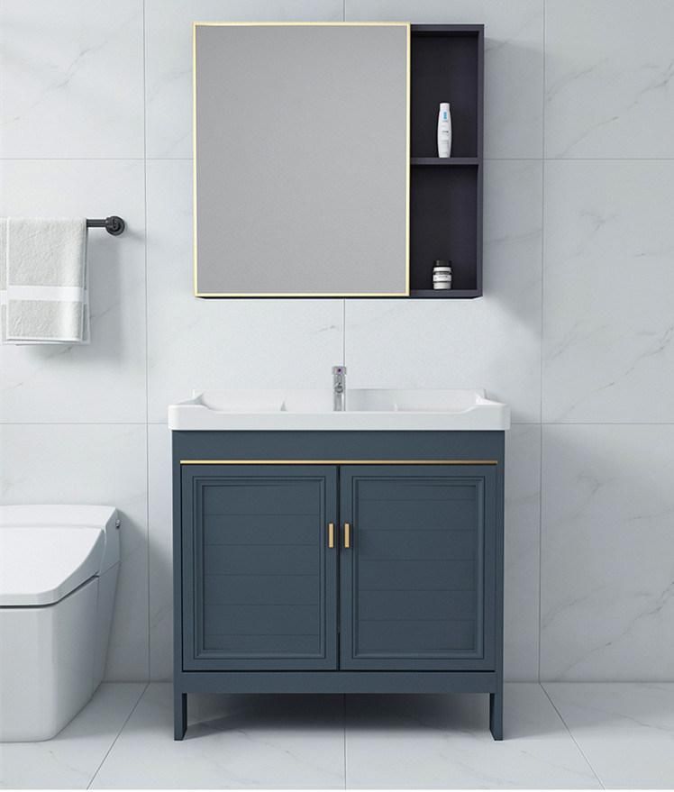 Modern Light Blue Bathroom Vanity with Vanity Top & Under Mount Sink Floor Mounted