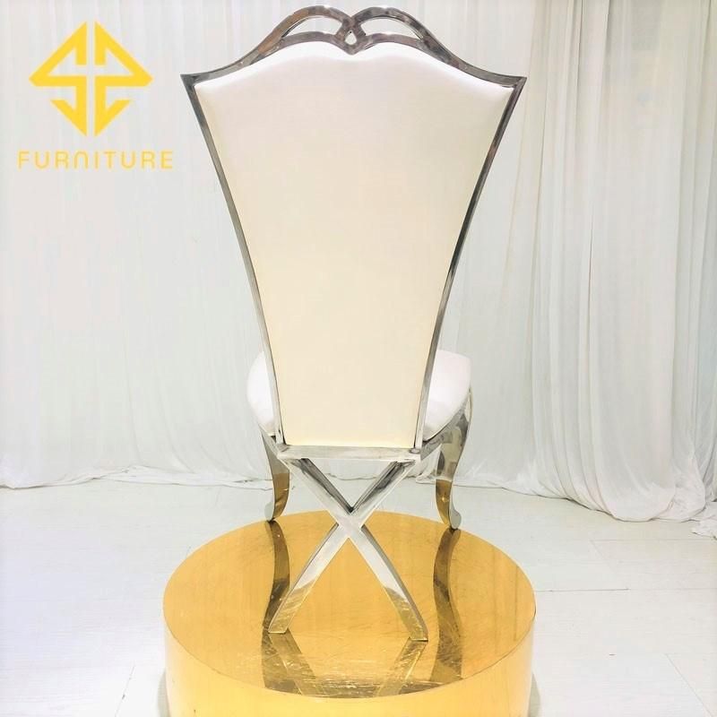Luxury X Leg High Back Stainless Steel Dining Chair Hotel Furniture Wedding Events Chairs