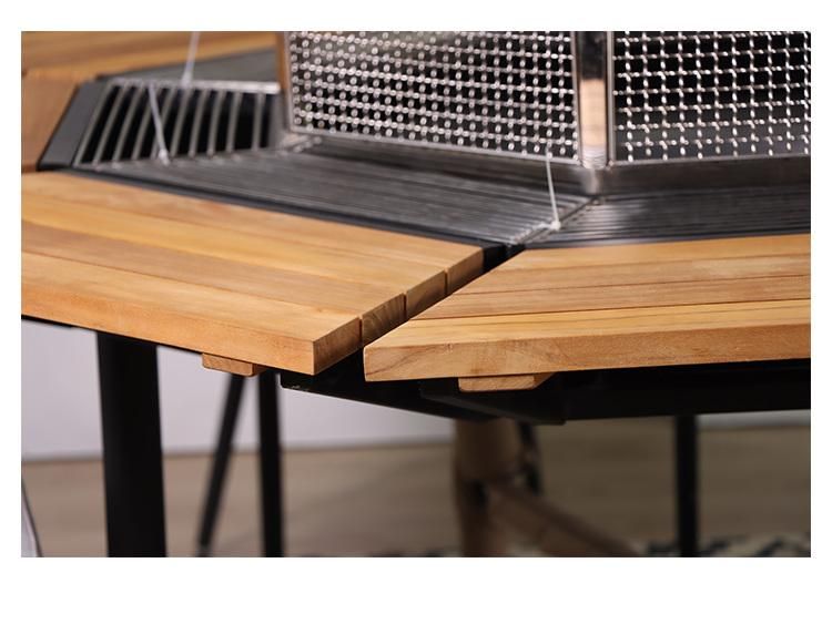 Modern Wholesale Wooden Table and Chair Rattan Outdoor Dining Set Wicker Garden Furniture
