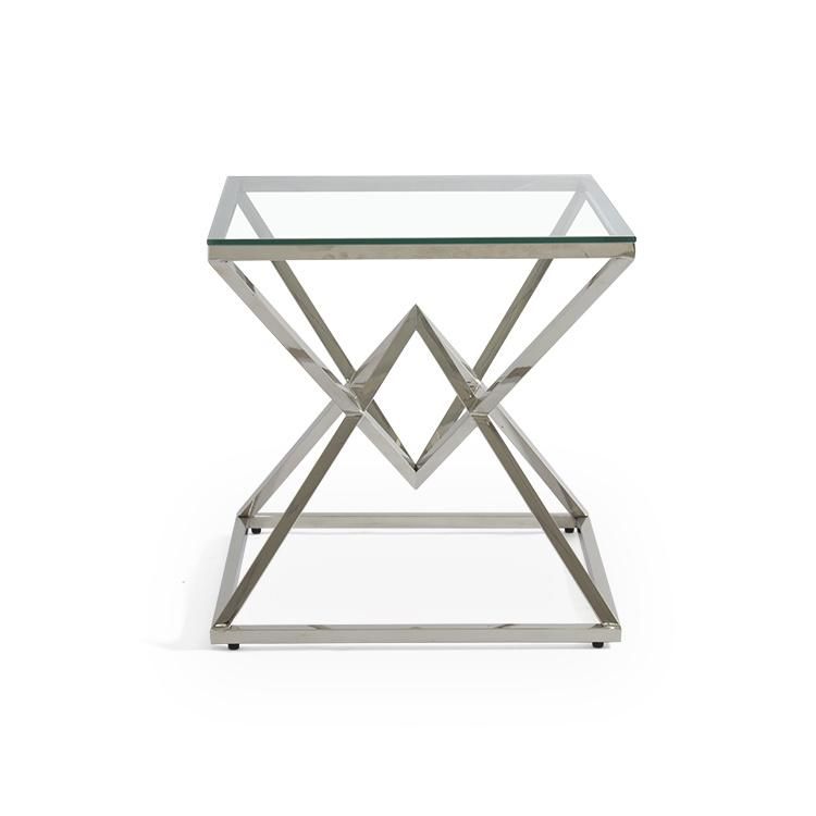 Modern Home Living Room Furniture Set Tempered Glass Stainless Steel Side Table/End Table
