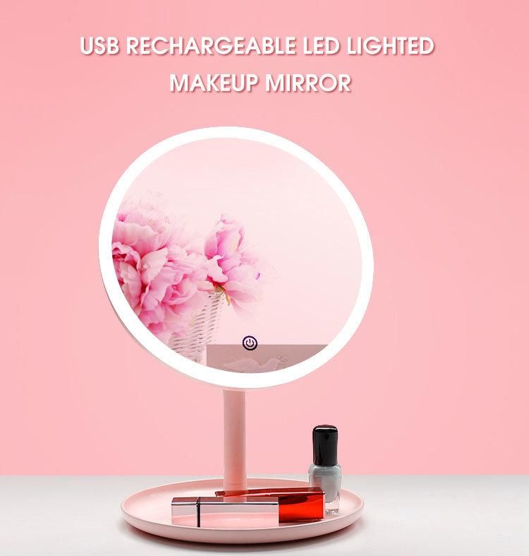 High-End LED Wholesale Lighted Makeup Mirror with Detachable Handle Handheld Mirror