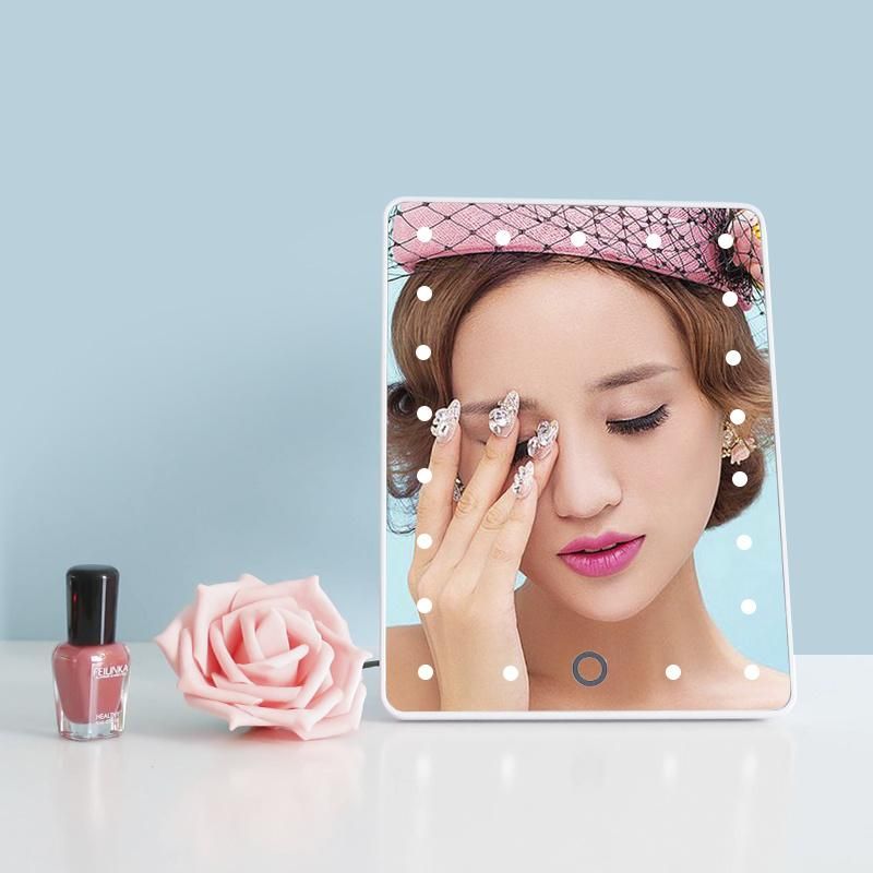 Battery Powered Foldable Portable Backstand LED Makeup Mirror
