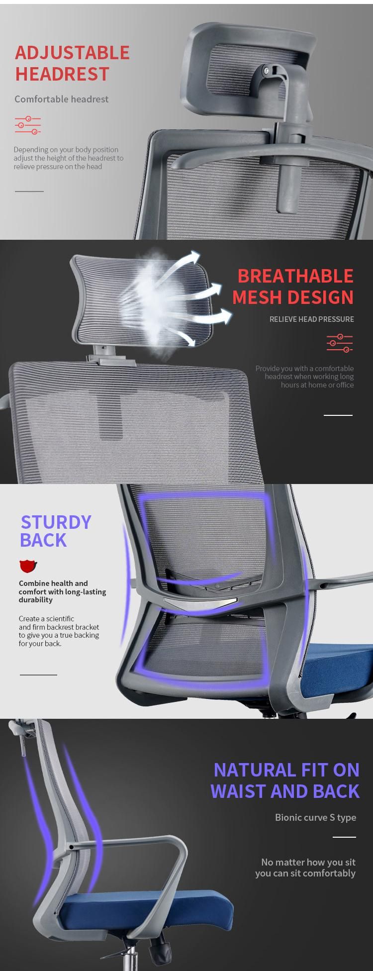 Home Modern High Quality Executive Mesh Swivel Ergonomic Office Chair Grey