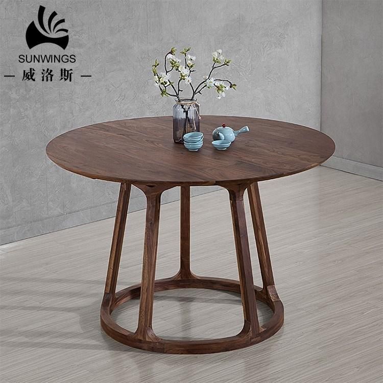 Tenon Structure Solid Wood Round Shape Dining Table 1.2m/1.3m Diameter
