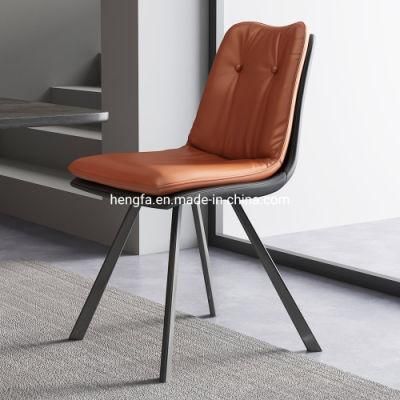 Modern Furniture Home Restaurant Leather Cushion Steel Dining Chairs