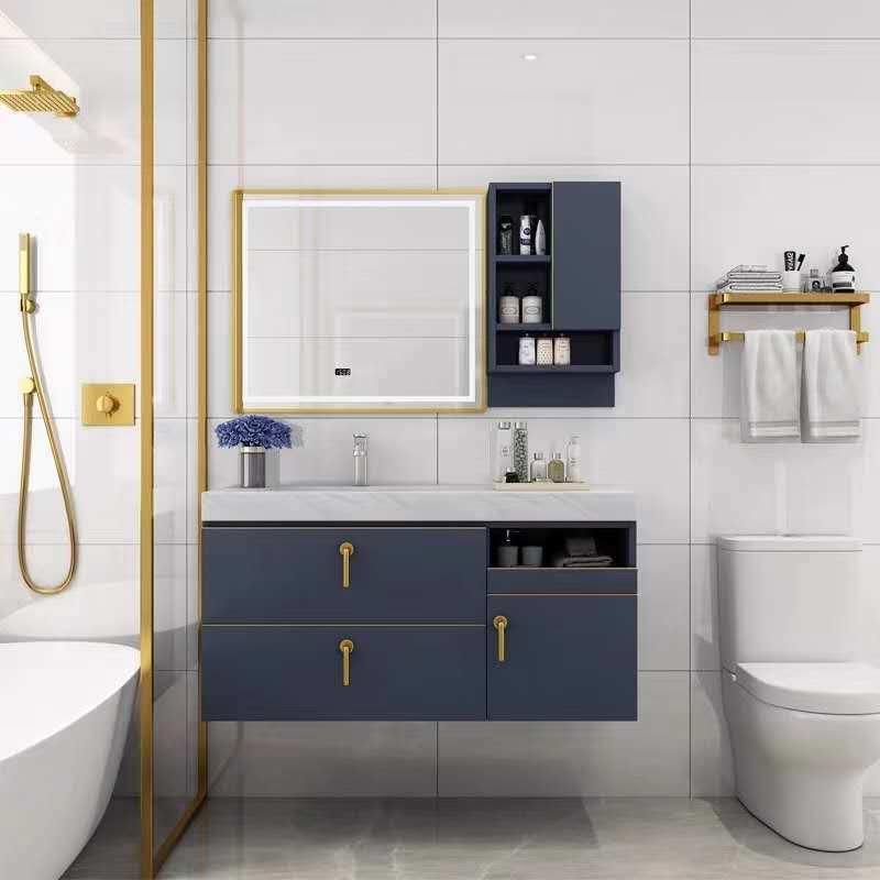 Golden Solid Wood Bathroom Modern Wall MDF PVC Hotel Furniture