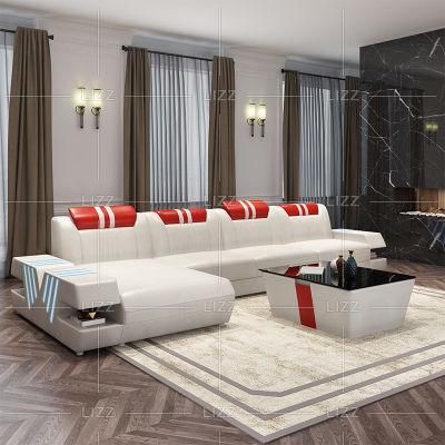 High End Quality Nordic Luxury Home Hotel Furniture Set Modern Living Room Genuine Leather Sofa with Coffee Table