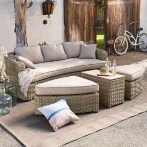 Modern Leisure Fabric Resin Wicker Outdoor Sectional Furniture Recliner Sofa with Aluminium Frame