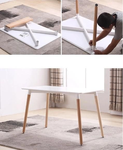 Scandinavian Simple Design Dining Room Furniture Wood Dining Table Set 4 Chairs