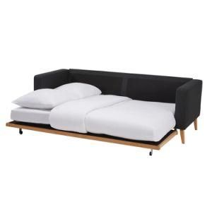 Modern Foldable Fabric Leisure Home Hotel Office Furniture Couch Recliner Sofa Bed for Bedroom and Living Room with Wooden Leg