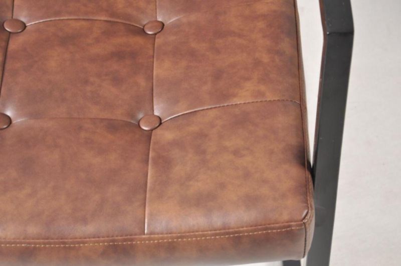 Antique Stylish Dining Room Office Furniture Brown PU Seat Dining Chair