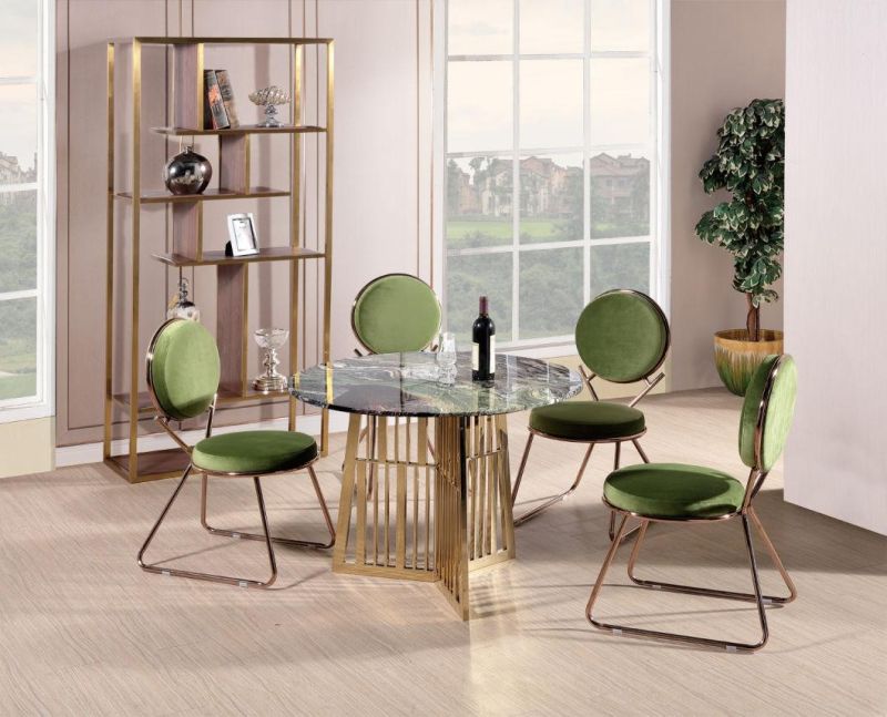 European Home Furniture Stainless Steel Dining Table and Chair Set