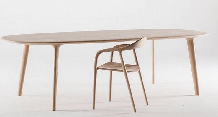 Nordic Solid Wood Home Furniture Dining Table Set Wooden Chair with Armrest