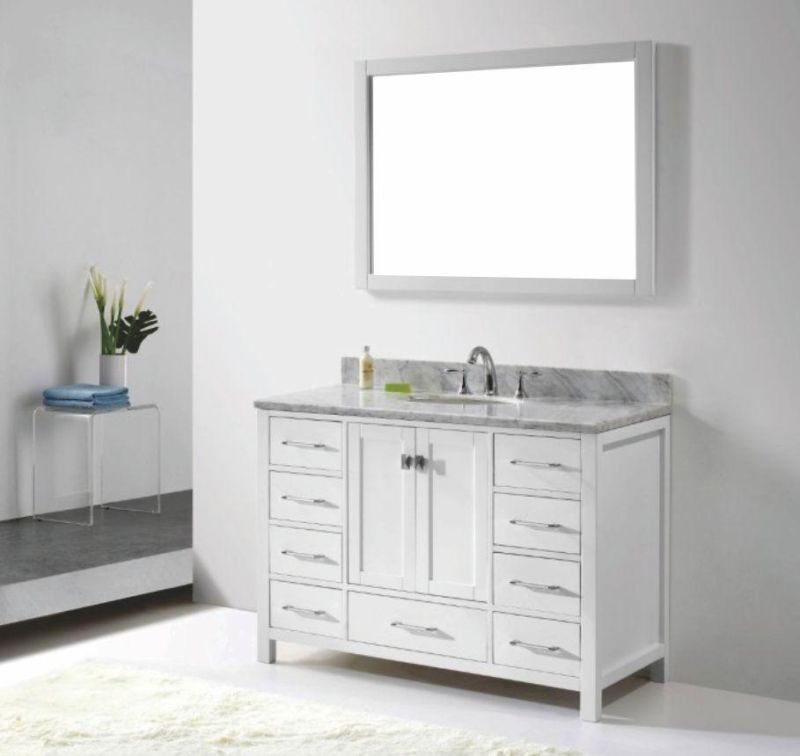 Modern Luxury Bathroom Floor Type Solid Wood Bathroom Cabinet with Countertop