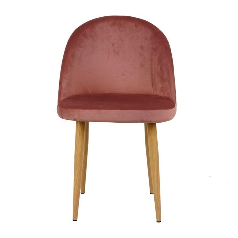 Pink Velvet Seat Wooden Legs Chair for Dining Room Use Modern Chair
