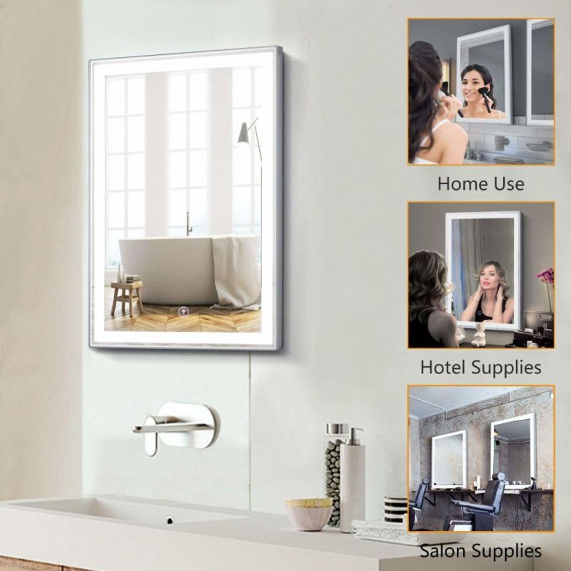 LED Backlit Mirror Bathroom Wall Mounted Vanity Mirror Anti-Fog Dimmable Makeup Mirror