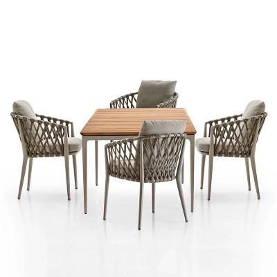 Balcony Table and Chair Rope Woven Chair Three-Piece Small Table Coffee Table Combination Outdoor Leisure Chair Modern Coffee Shop Chair