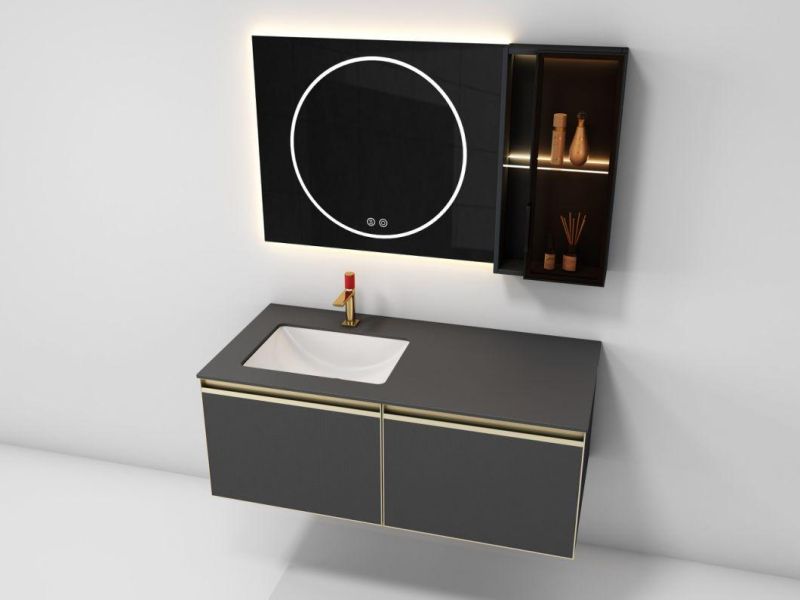 The Hotel Modern Light Luxury LED Mirror Rock Plate Sink Bathroom Cabinet