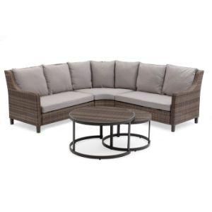 Modern Sectional Fabric Leisure Resin Wicker Furniture Outdoor Recliner Sofa with Aluminium Frame