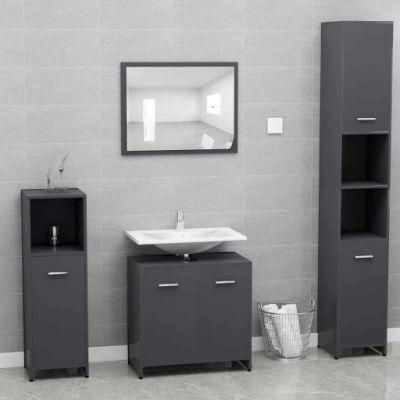 Bathroom Furniture Set High Gloss Grey Chipboard Vanity Unit
