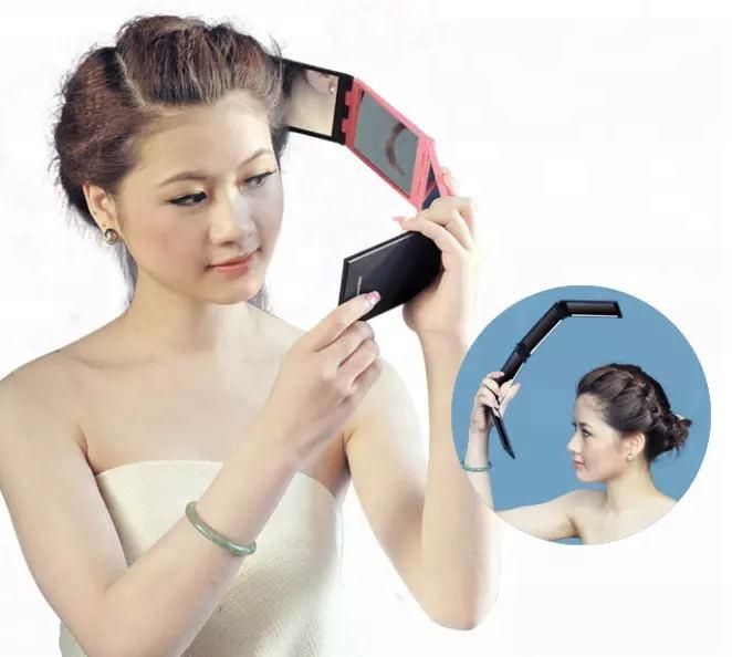 Pocket Barber Salon Haircut Hairdressing 4 Way Four-Folded Custom Vanity Compact Hand Mirror