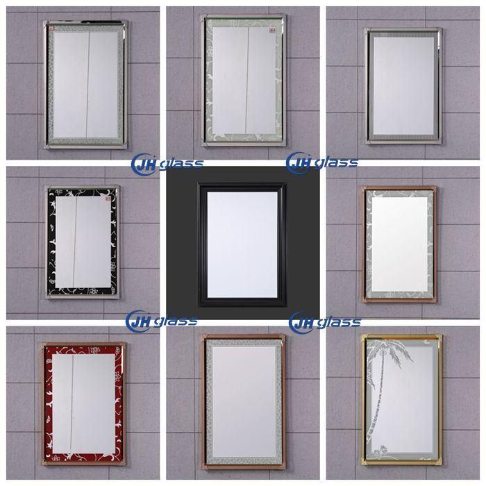 Hotel Decorative Wall Mounted 4mm Silver Mirror Framed Bathroom Mirror