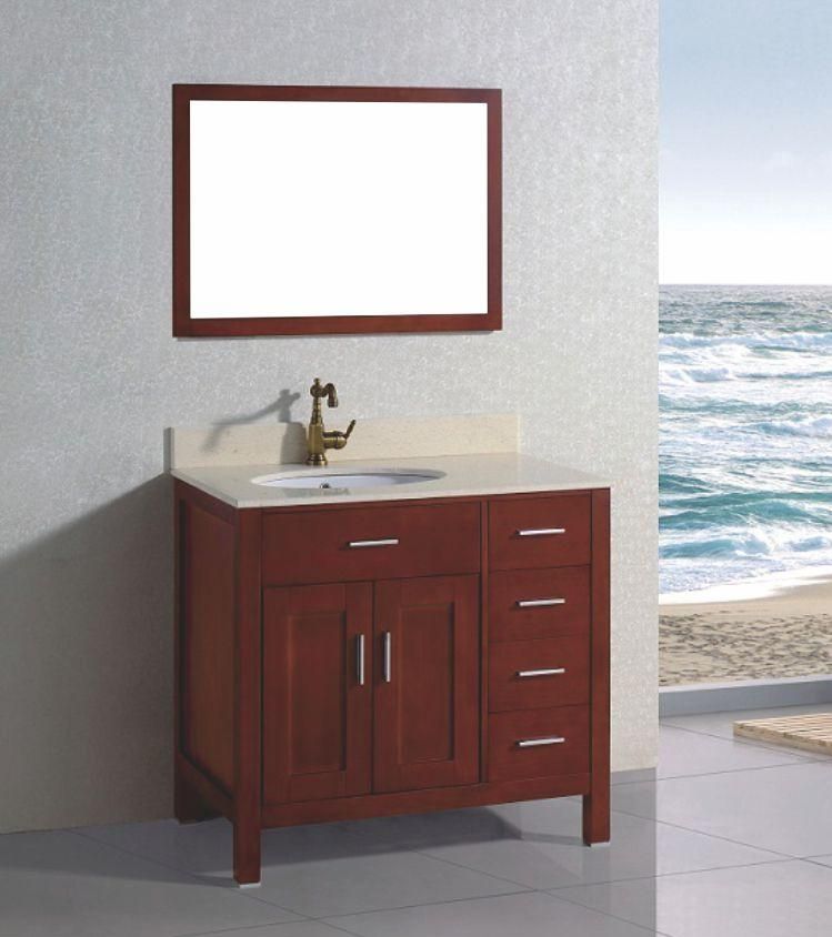 Modern Luxury Bathroom Floor Type Solid Wood Bathroom Cabinet with Countertop