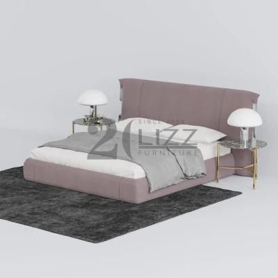 European Contemporary Hotel Apartment Bedroom Furniture Modern Double King Size Wood Bed
