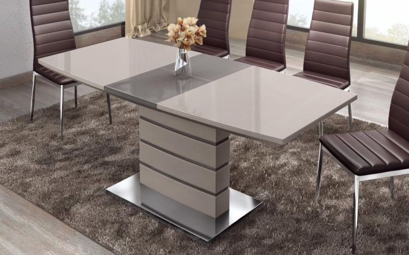 Modern Home Living Room Furniture Extendable White/ Grey Gloss MDF Top Dining Table