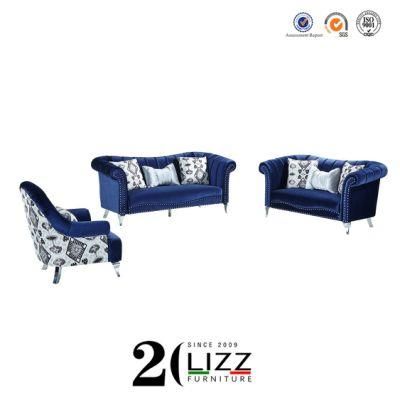 Home Luxury Leisure Sectional Velvet Fabric Sofa Chair Living Room Furniture Set