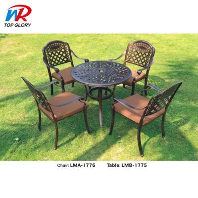 Luxury Outdoor Restaurant Furniture Aluminum Stacking Chair with Armrest