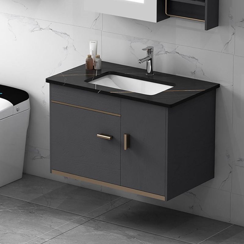 35" Floating Bathroom Vanity with Sink Stone Bathroom Vessel