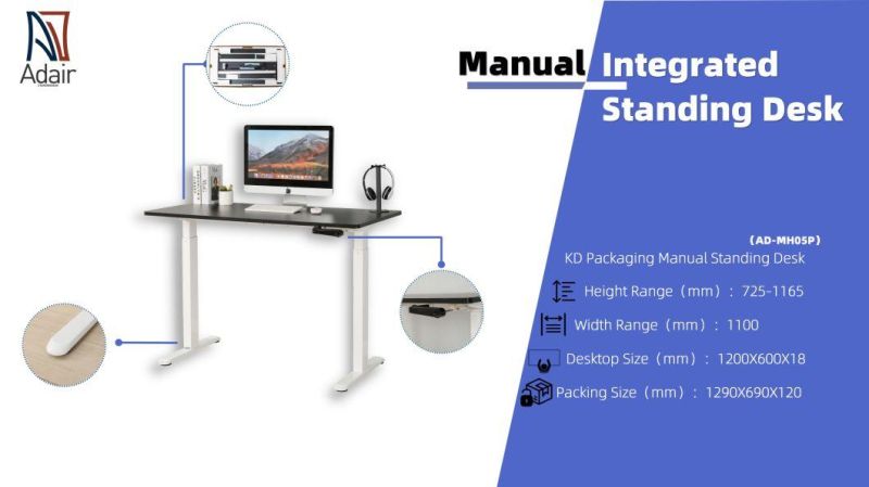 Ergonomic Height Adjustable Hand Crank Standing Computer Desk