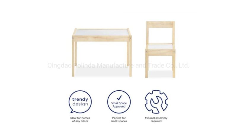 Hot Sale Modern Wooden Writing Kids Study Table Child Desk and Chair Children Furniture Set Kid Table with Two Chairs