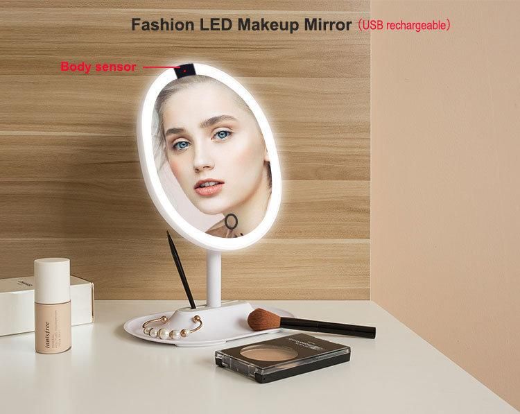 Desktop Body Sensor LED 5X Magnifies Girl Ladies Mirror Vanity