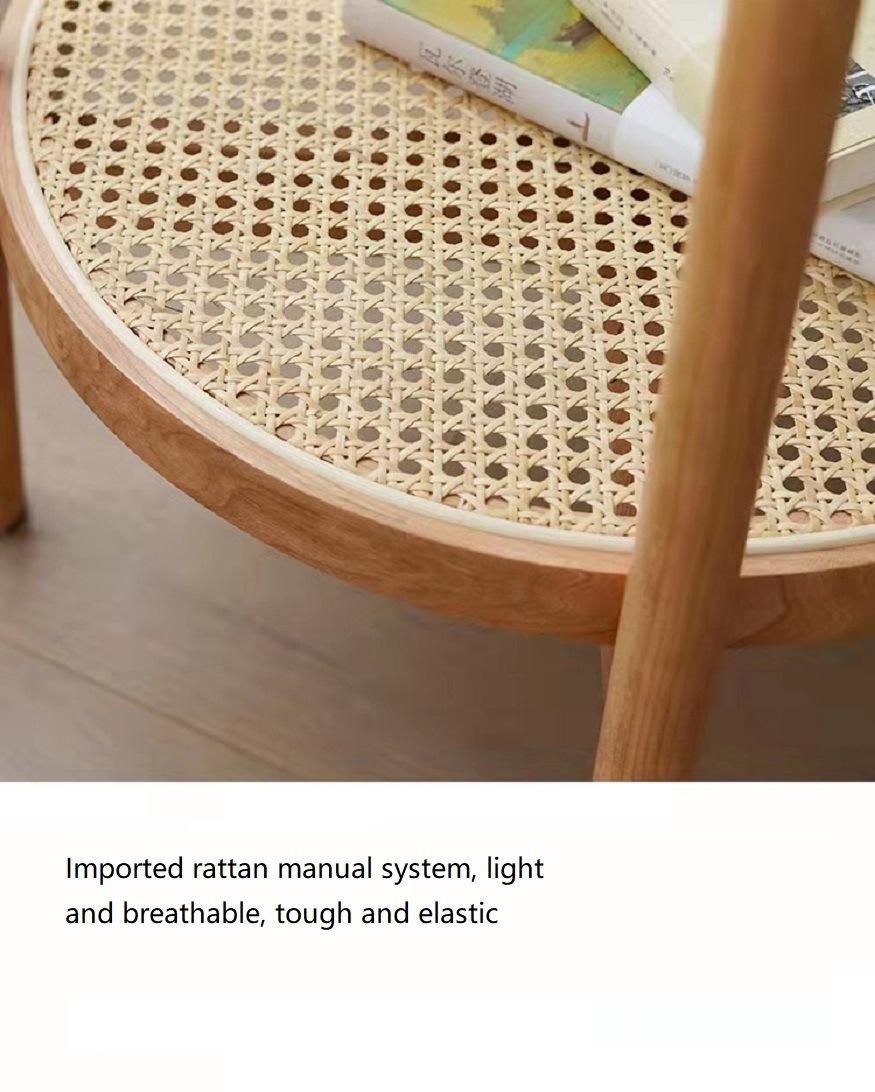 Modern Furniture Family Living Room with Storage of Solid Wood Glass Rattan Side Table