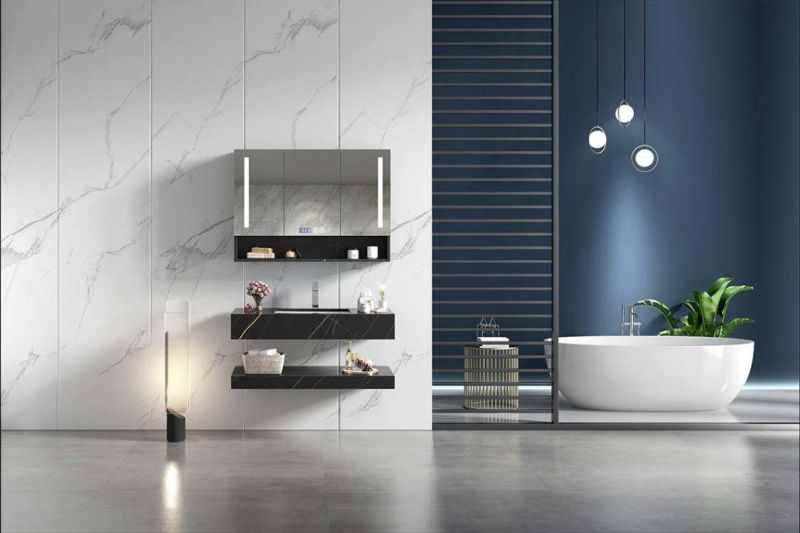 Modern Hotel Style Wall Mounted Plywood Bathroom Vanity MDF Cabinet Hot Selling Free Standing Vanity with LED Mirror