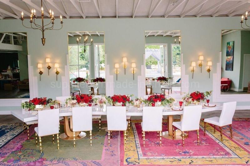 2020 Hot Selling Gold Metal Leg White Wedding Restaurant Chair