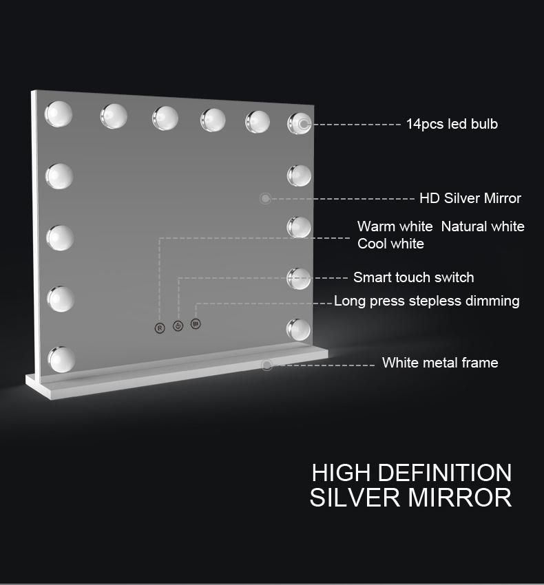 Newest High Definition LED Bathroom Mirror Hollywood Mirror for Dressing