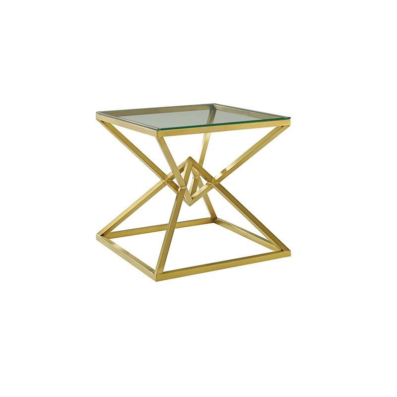 Modern Home Living Room Furniture Set Tempered Glass Stainless Steel Side Table/End Table