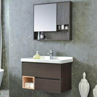 Coffee Modern Hotel Single Sink Sanitary Ware Wall Cabinet Bathroom Vanity